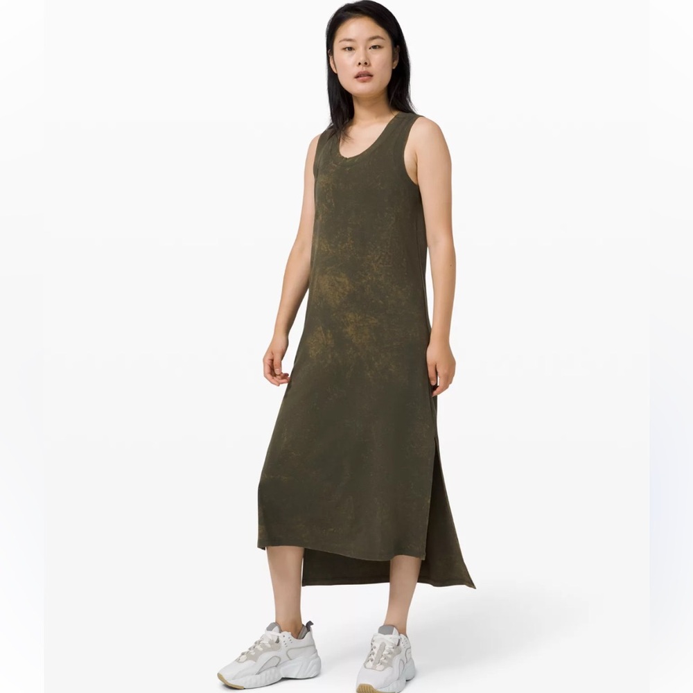Lululemon All Yours Tank Maxi Dress Wash Cloudy Wash Dark Olive Size 6